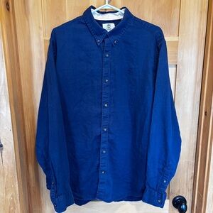 Timberland Linen Navy Slim Button-Down Shirt